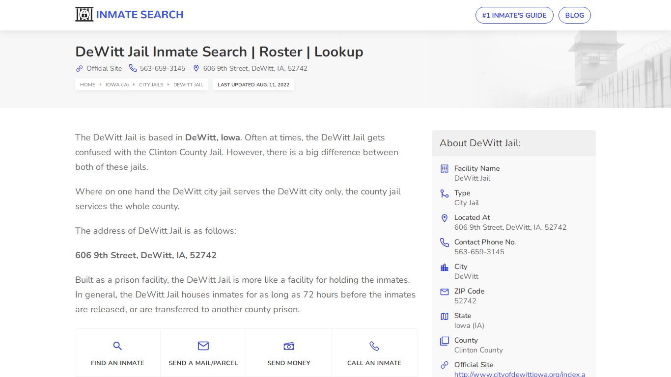 DeWitt Jail Inmate Search | Roster | Lookup